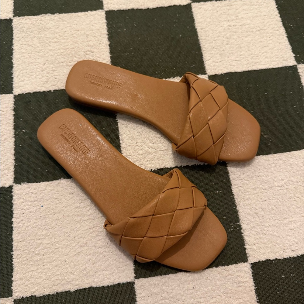 Tan Woven Slide Sandals